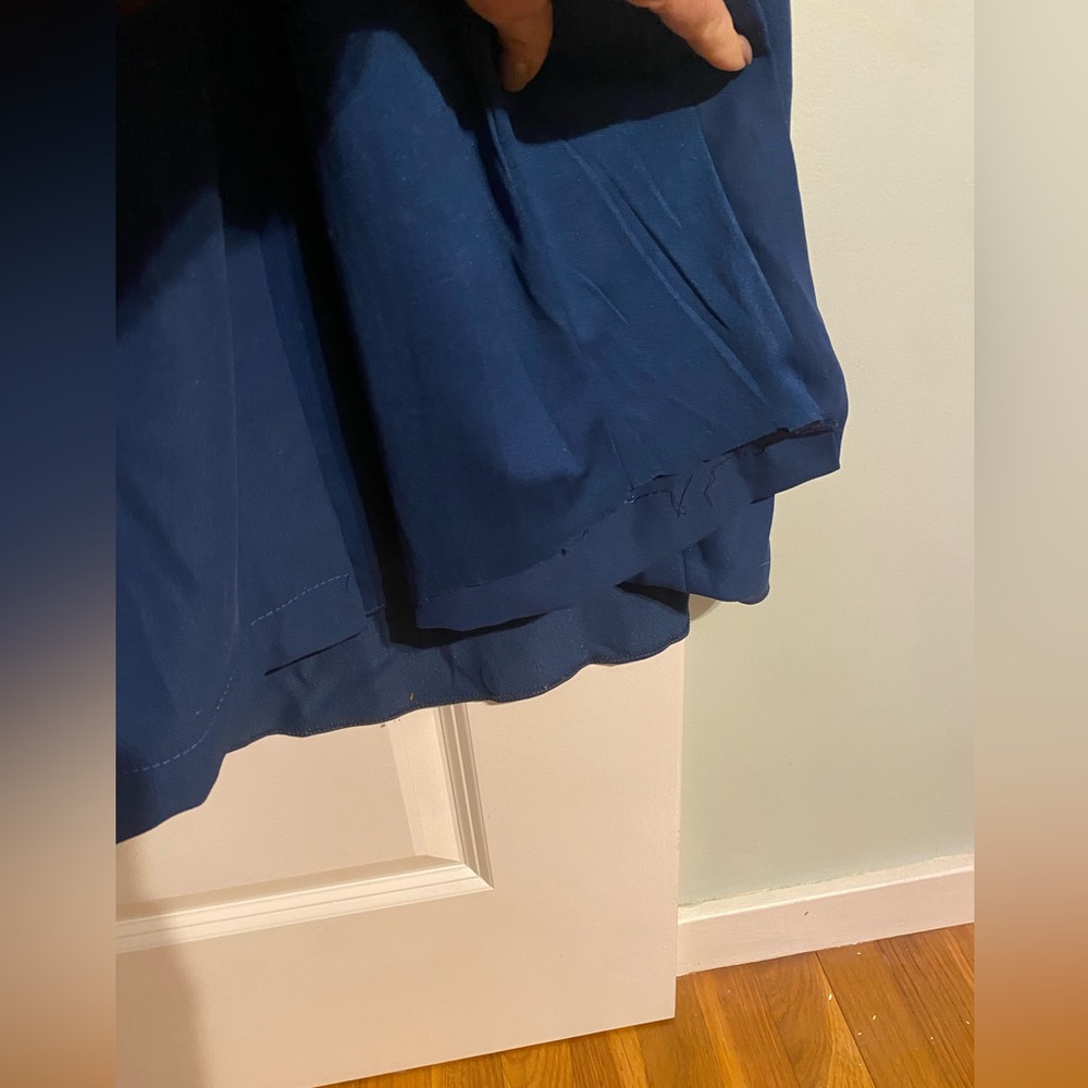 After Six - Deep Teal Atlantic Blue Off the Shoulder Crepe Gown Maxi Dress - Picture 12 of 15